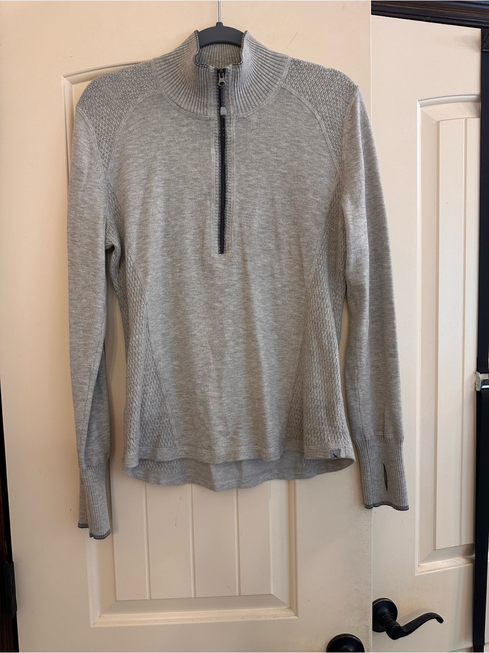 Eddie Bauer Light Gray Half-Zip Turtleneck Sweater